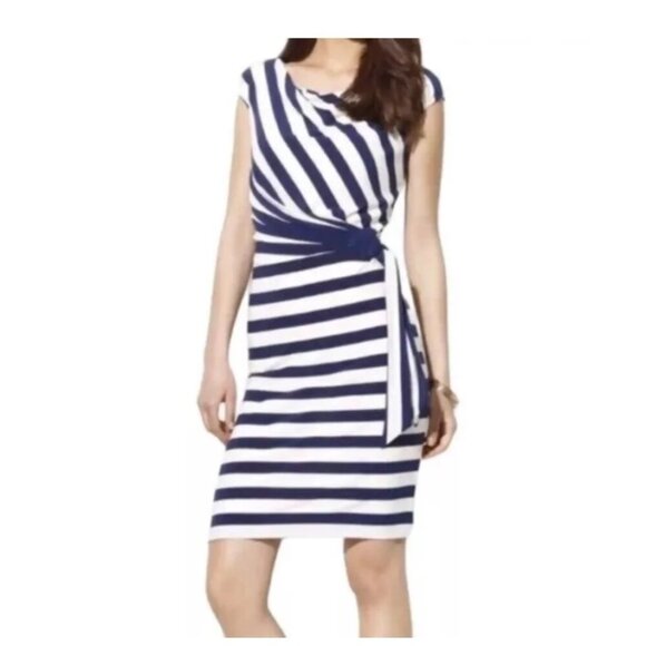 Lauren Ralph Lauren Womens Striped Dress Size 12 Polyester‎ & Elastane Blend - Picture 1 of 16